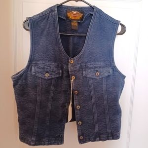 Women's Harley Davidson Denim Vest Vintage, Size Large dark Blue